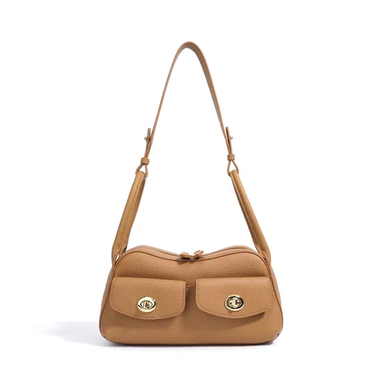 Classic Designer Leather Shoulder Bag For Women Elegant Flap Zipper Purse