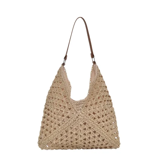 Crochet Paper Straw Handbag For Women Boho Summer Versatile Beach Bag